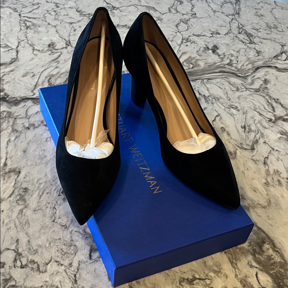 Stuart Weitzman Classic Black Suede Heels